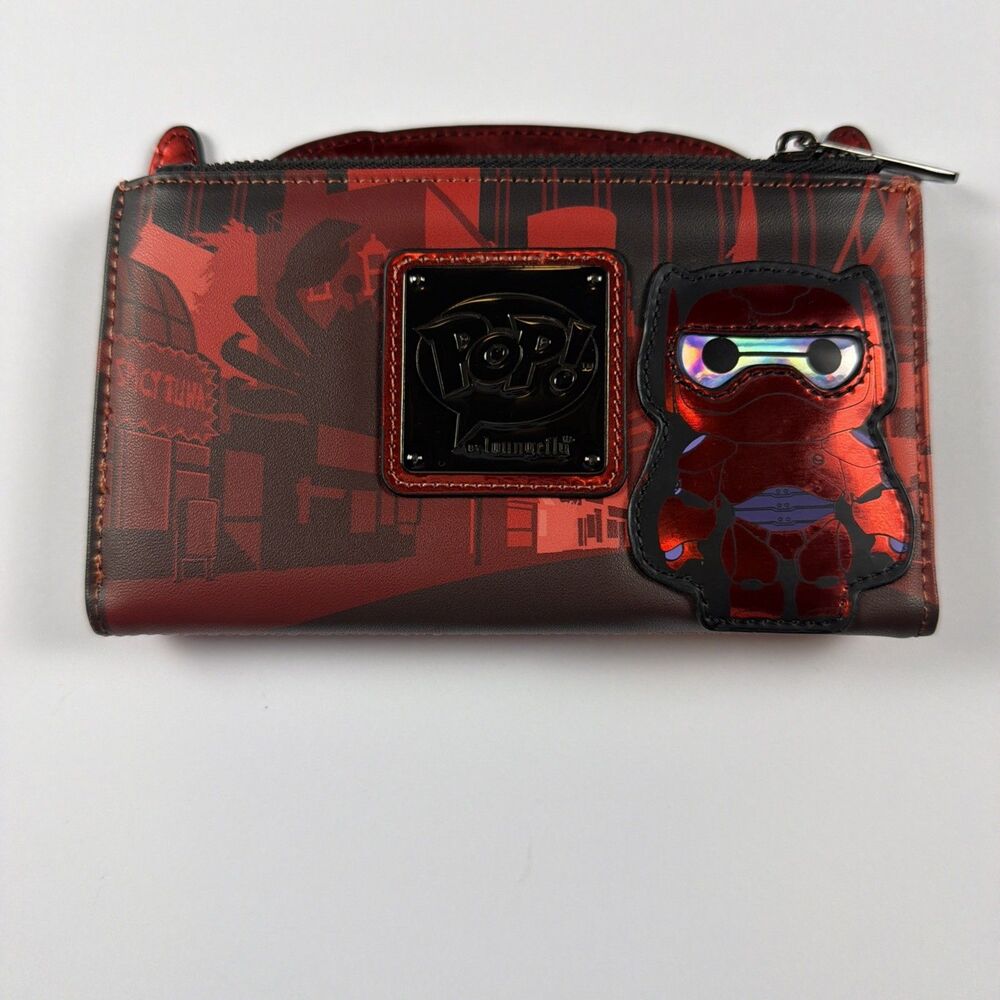Disney Loungefly Big Hero Six Baymax Battle Mode Cosplay Wallet Red Iridescent - Picture 3 of 11